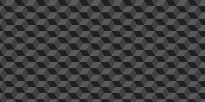 Black cube seamless creative cubes decoration triangle wall and wallpaper textile vector square tile, mosaic endless repeat hexagon block texture background.
