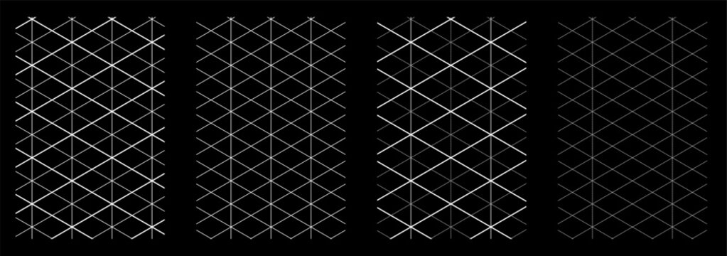 Set of geometric isometric blueprint papers with technical graph grids, thin lattice lines and engineering inspired textures.