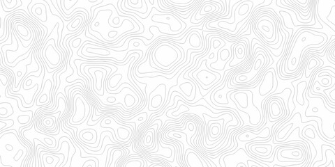 Obraz premium White topography map line geometric grid outline curve counter map wavy design. topography relief discovery area black spiral line space landscape texture background.