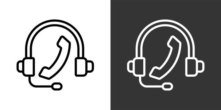 Call Center Black And White Multiple Style Icon Set Collection Pack Vector Illustration 