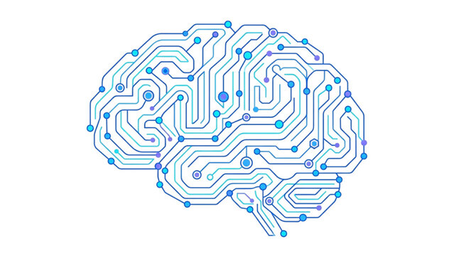 Isolated AI Brain Circuit Board Vector Asset for Neural Network Technology Concept