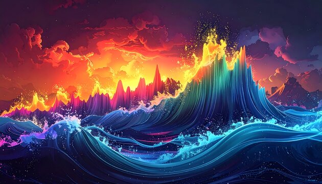 Fantasy Ocean Wave Sunset.