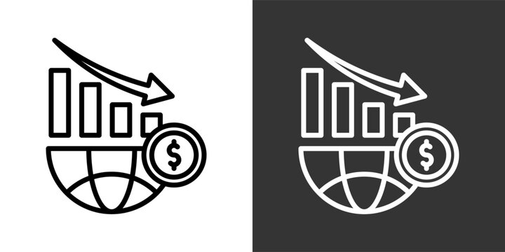 Economic Crisis Black And White Multiple Style Icon Set Collection Pack Vector Illustration 