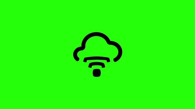 High quality 4K video showing a server cloud with a wireless signal wave emblem underneath bouncing fluidly. Ideal for hotspot broadband internet presentation.