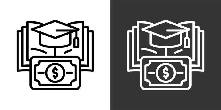 Tuition Black And White Multiple Style Icon Set Collection Pack Vector Illustration 