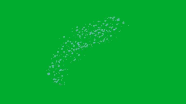 2d animation Water spray drops splashing in air abstract wave pattern animation on green screen. Clean liquid stream flow fluid particle explosion dynamic effect overlay graphic illustration