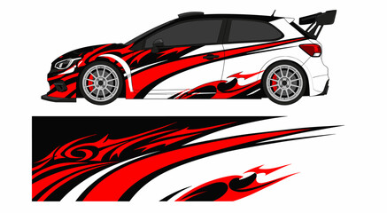 Obraz premium Red and white organic tribal car wrap vinyl decal design