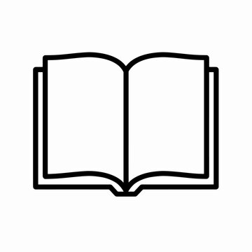 An open book illustration with black outlines on a white background