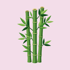 A group of green bamboo stalks stands on a light background © Eiman