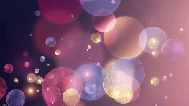 Purple Pink Bokeh Circles Floating on Dark Background Seamless Loop &mdash; Wedding Beauty Event 4K