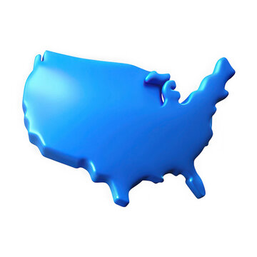 3 d gradient blue map of contiguous united states with state borders isolated on a transparent background