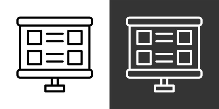 Storyboard Black And White Multiple Style Icon Set Collection Pack Vector Illustration 