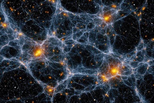 Vast cosmic web of luminous matter and dark matter filaments