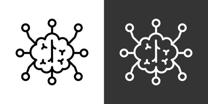 Mind Map Black And White Multiple Style Icon Set Collection Pack Vector Illustration 