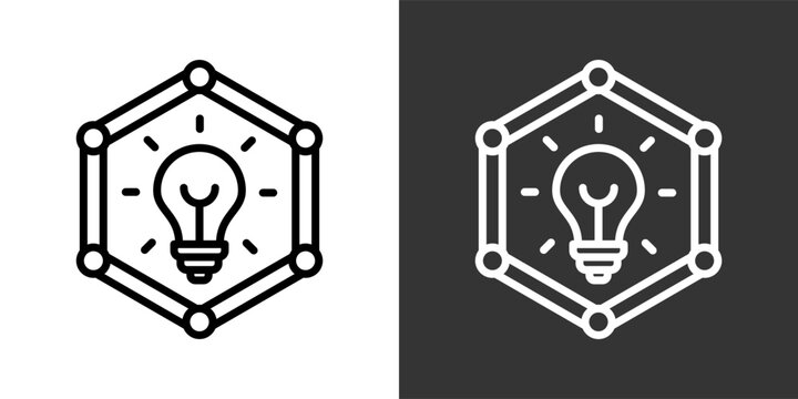 Innovation Hub Black And White Multiple Style Icon Set Collection Pack Vector Illustration 