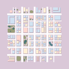 Fototapeta premium A colorful, abstract illustration of a city map with buildings and streets