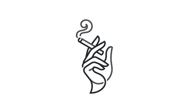 Elegant hand holding a lit cigarette with smoke.