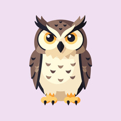 Obraz premium A detailed illustration of a cartoon owl with a light purple background