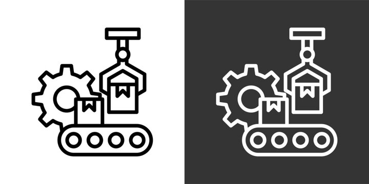 Batch Production Black And White Multiple Style Icon Set Collection Pack Vector Illustration 