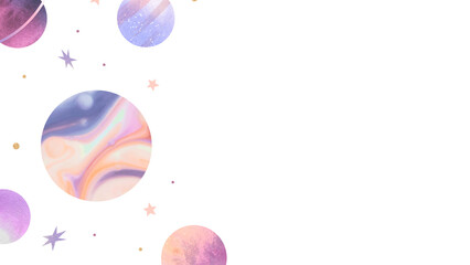 Png cute pastel planets border, transparent background © Rawpixel.com