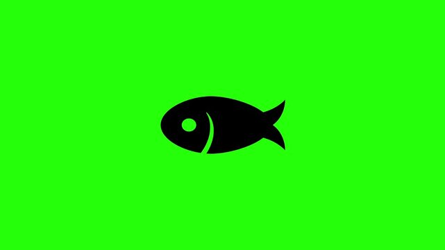 Professional 4K motion graphic of a sleek fish marine animal icon bouncing. Creative popup asset perfect for seafood restaurant kitchen menu market display layouts.