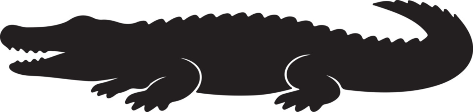 vector silhouette of a crocodile
