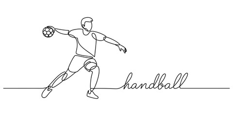 handball player in action minimalist line art vector illustration © Chtro