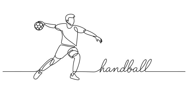 handball player in action minimalist line art vector illustration