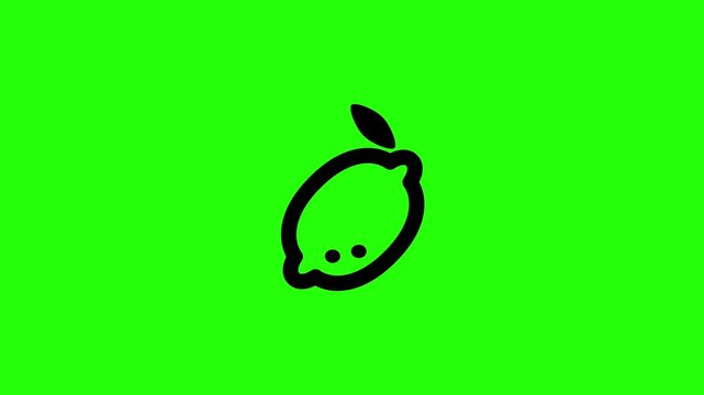 Clean 4K video showcasing a whole lemon citrus fruit silhouette with top leaf stem detail bouncing. Clean energetic popup animation perfect for organic lemonade stand advertisement.