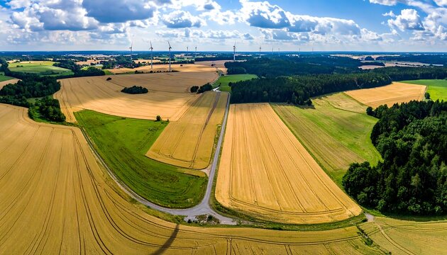 Farmland with Wind Turbines.