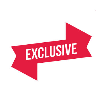 exclusive banner red flat icon ribbon text
