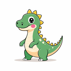 Naklejka premium Cute Green Cartoon Dinosaur