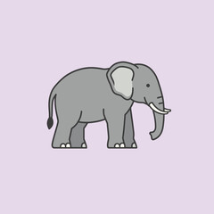 Fototapeta premium A simple vector illustration of a grey elephant on purple background