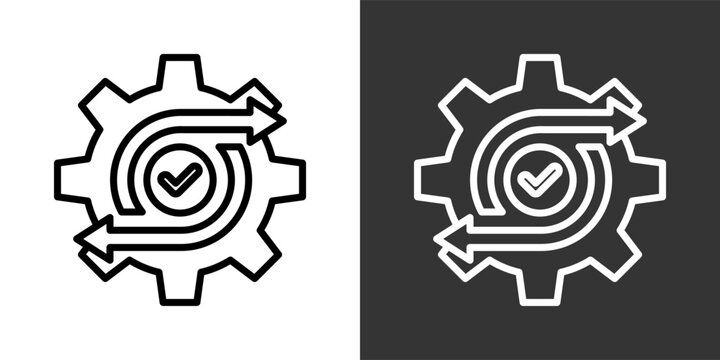Process Black And White Multiple Style Icon Set Collection Pack Vector Illustration 