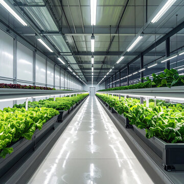 Fazenda vertical interna com plantas verdes
