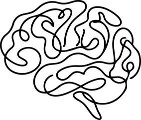Obraz premium Continuous One Line Drawing of Human Brain Minimalist Abstract Art