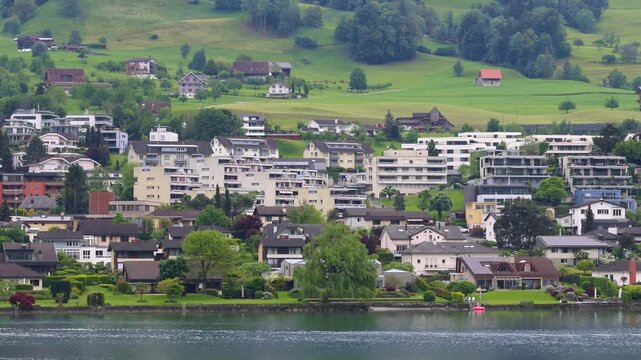 Modern architecture on the shore of Lake Lucerne