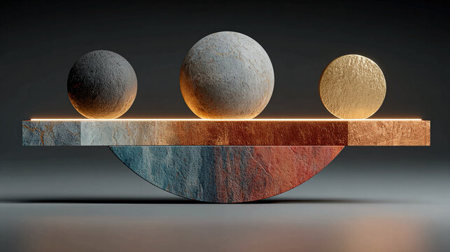 Trade-off visualization - Abstract balancing forms, conceptual compromise mapping, visual energy alignment, layered composition, minimalistic representation, expressive symbolic decision dynamics.