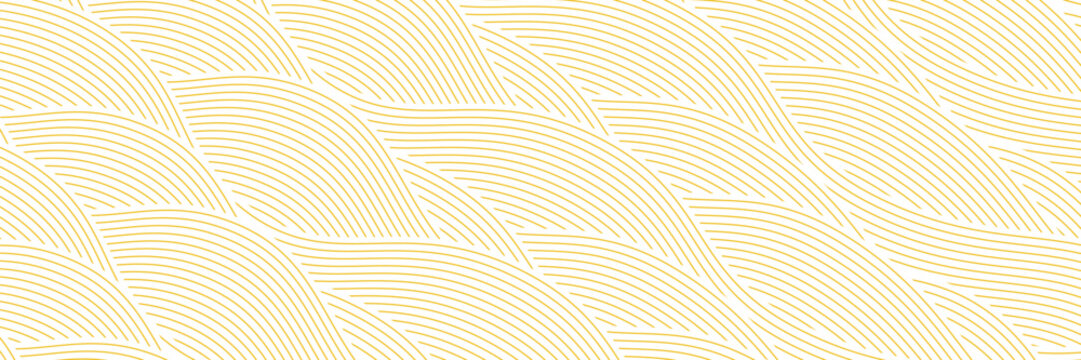 Yellow instant noodle, pasta and spaghetti texture with geometric wavy lines. Ramen, pasta vector pattern. Background abstract food illustration