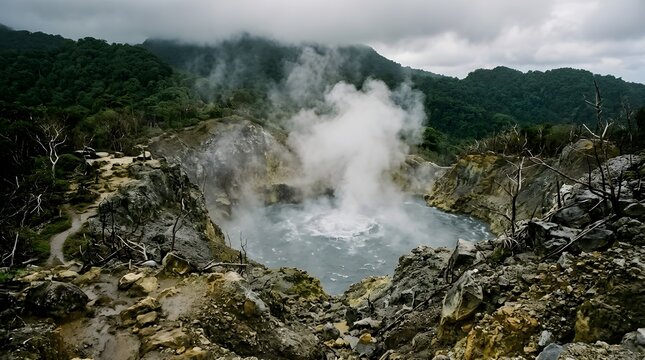 Boiling lake in morne trois pitons national park, dominica