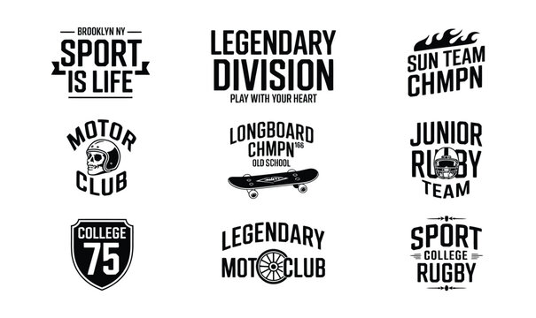 Vintage sport and college typography badge set for apparel print vector designs
