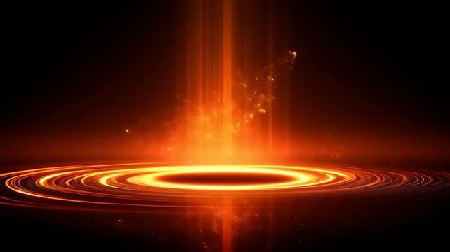 An abstract image of bright orange energy erupting from a glowing, circular vortex