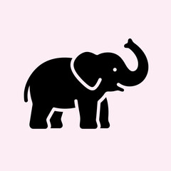 Obraz premium A simple black and white illustration of an elephant on a pink background