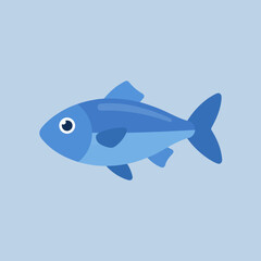 Fototapeta premium A simple blue fish illustration on a light blue background