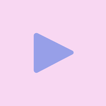 A simple, blue triangle shape on a soft, pink background is shown