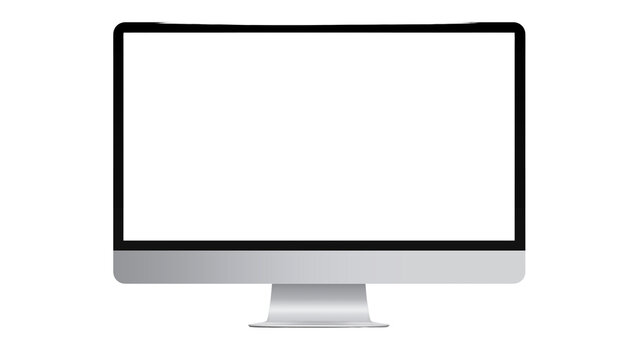Modern desktop computer monitor with blank white screen for mockup