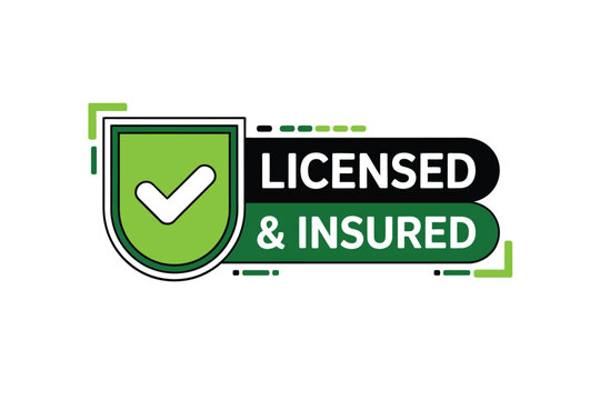 licensed insured badge vector green checkmark symbol