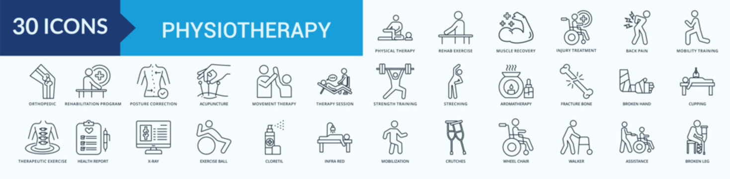 Physiotherapy Icon Set Outline