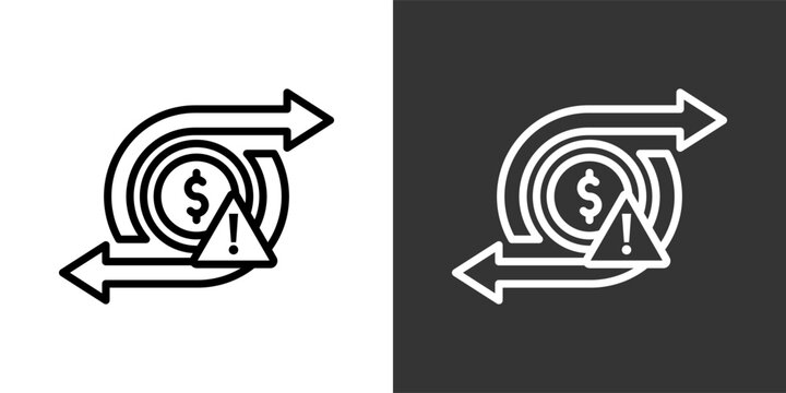 Currency Devaluation Black And White Multiple Style Icon Set Collection Pack Vector Illustration 