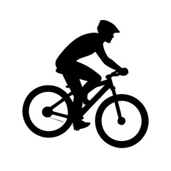 Fototapeta premium Cyclist Mountain Bike Silhouette Vector – Biker Riding Bicycle Isolated Icon